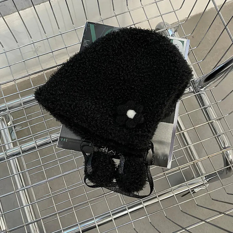 Small Flower Plush Lei Feng Hat for Kids' Warmth