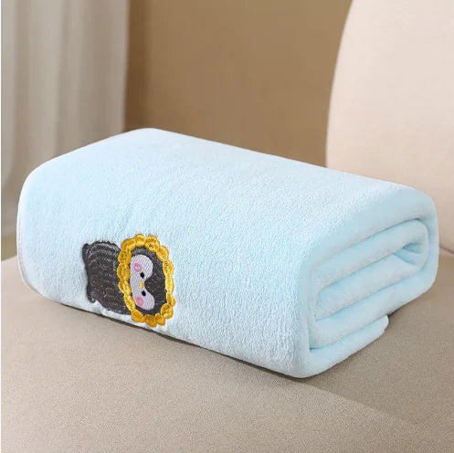 Small Animal Bath Towel with Embroidery 27.5"x55.1"