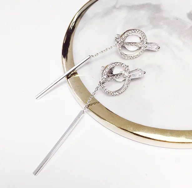 Minimalist Circle Earrings for Women with Tassels