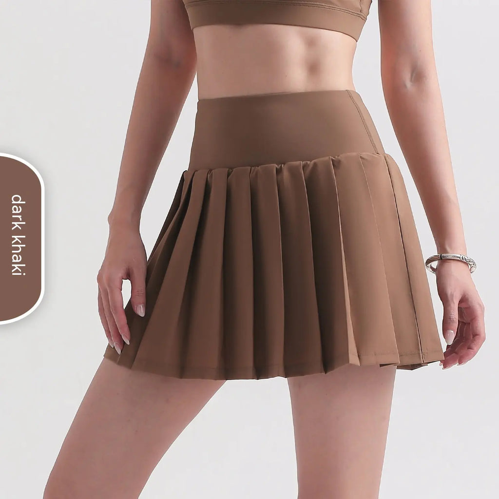 Pleated Anti-Exposure One-Piece Fitness Running Skirt