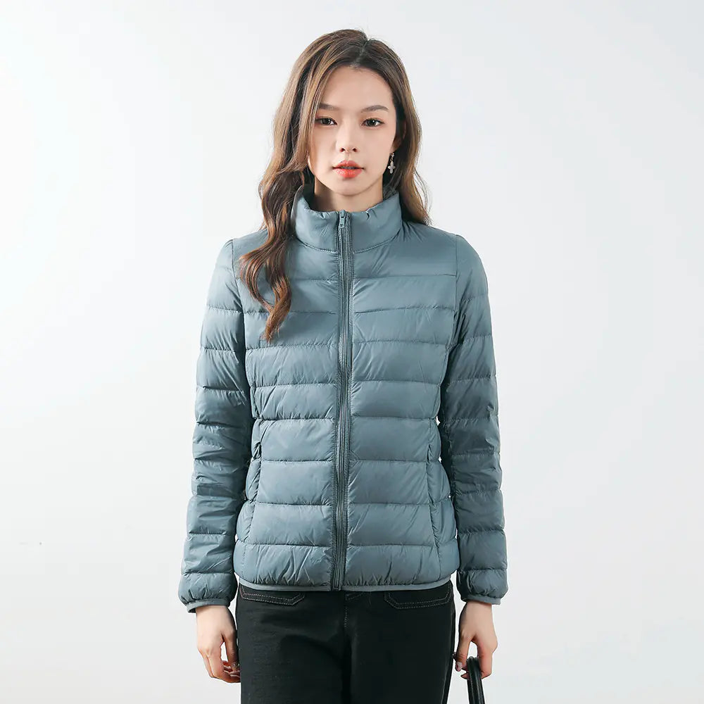 Lightweight Women's Down Jacket with Stand Collar (Plus Size)
