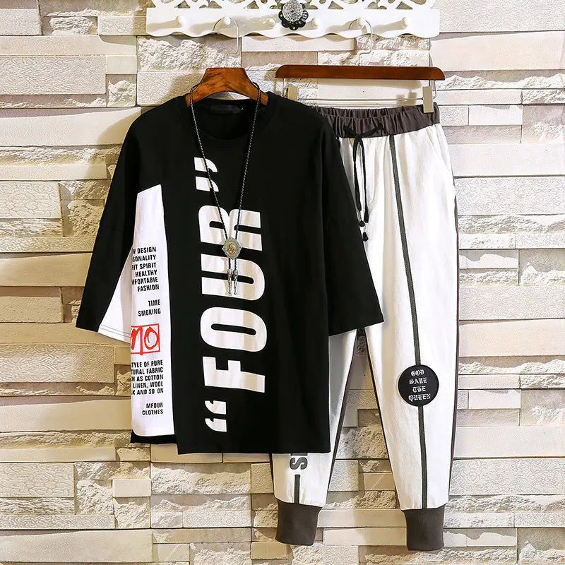 Men's Hip-Hop Sports Set - Stylish 2-Piece Outfit
