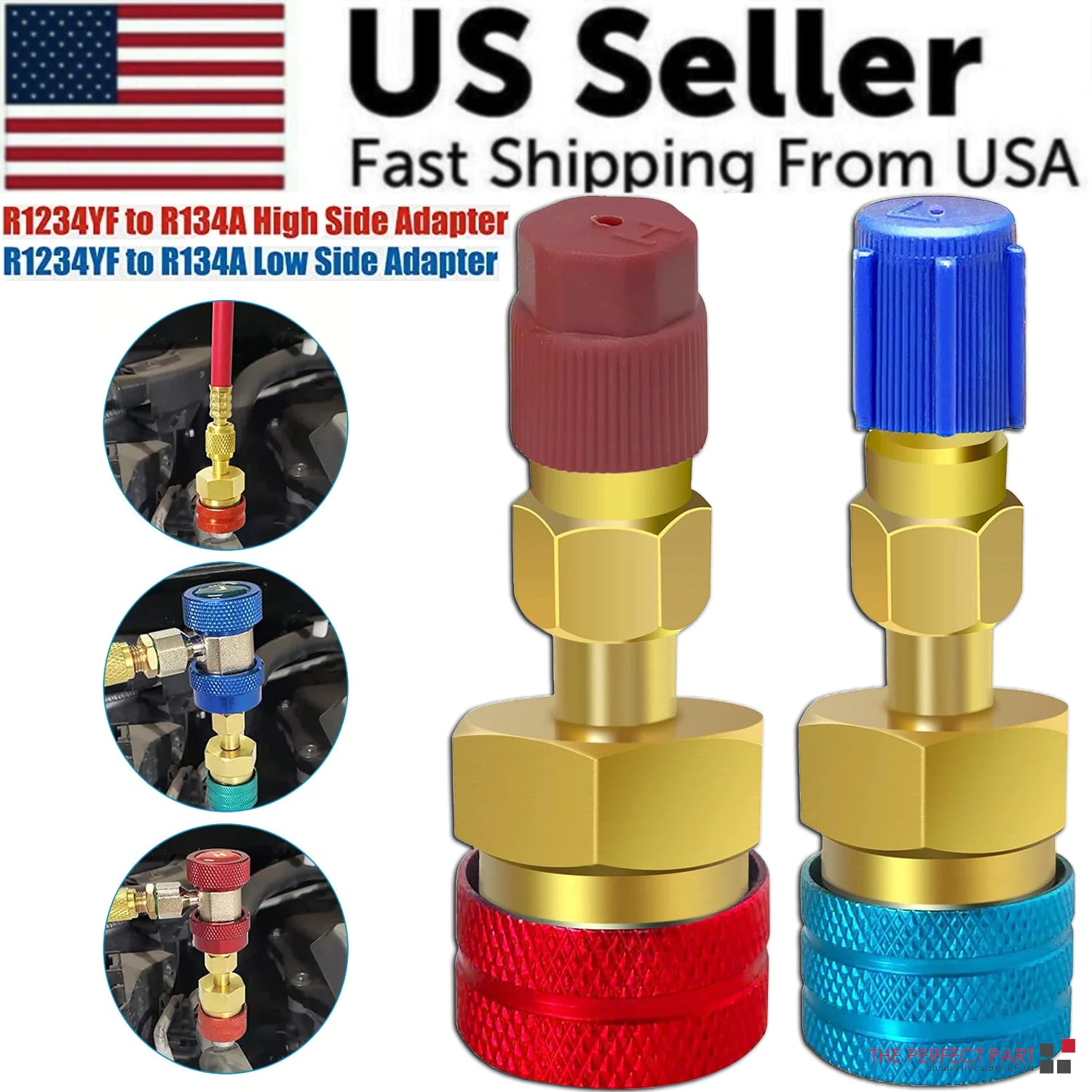 Quick Coupler Adapter Fits Car R1234YF to R134A  A/C High Low Side Conversion Kit