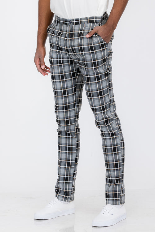 Slim Fit Trouser Pants Plaid