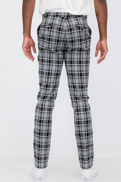 Slim Fit Trouser Pants Plaid