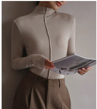 Amii Women's Turtleneck Knit Sweater - Long Sleeve Top