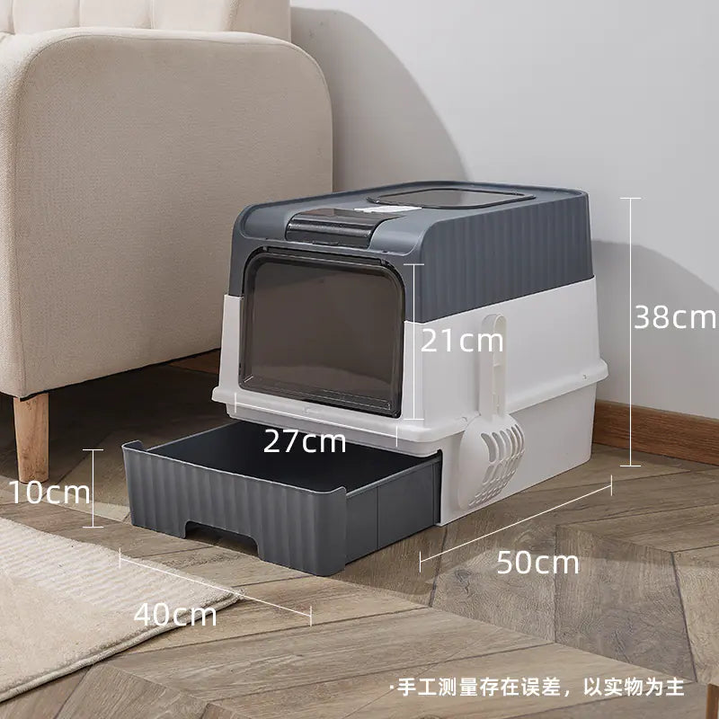 Large Closed Cat Litter Box with Anti-Splash Design