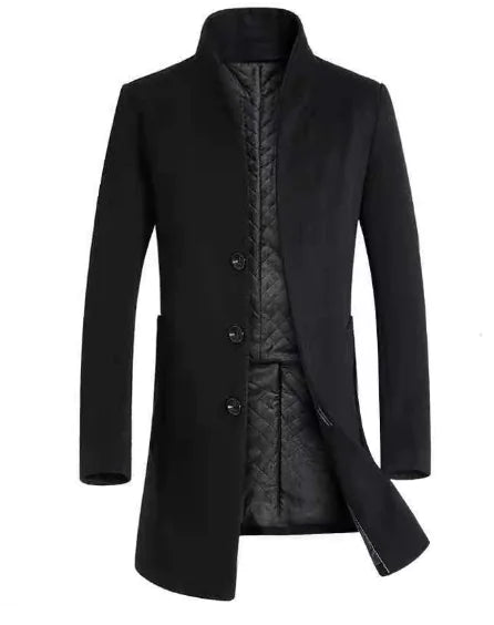 Men's Thick Winter Wool Blend Overcoat (Long Style)
