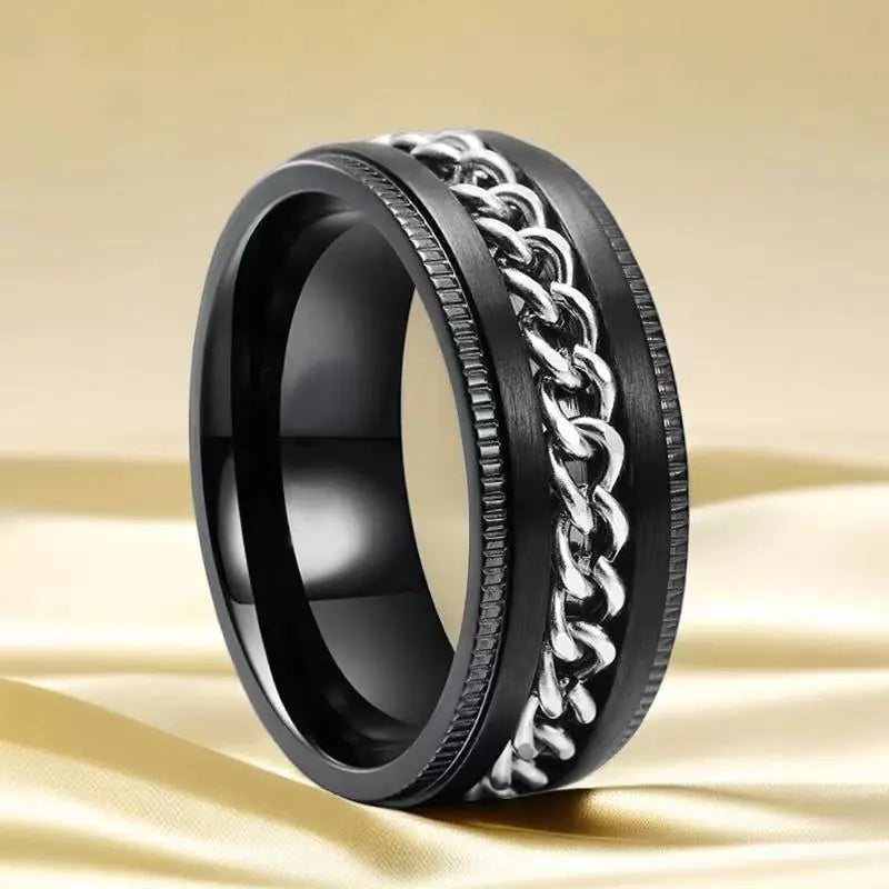 Men's Colorfast Stainless Steel Spinning Ring