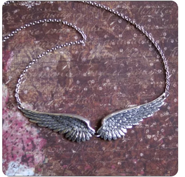 Vintage Angel Wings Feather Choker Statement Necklace