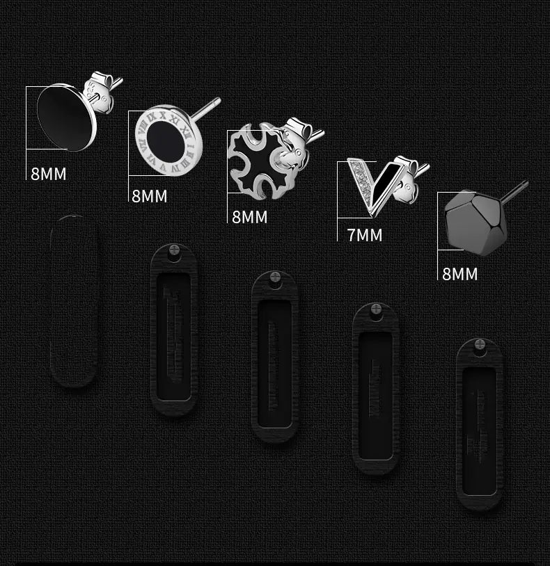 925 Silver Men's Stud Earrings Set (Minimalist Style)