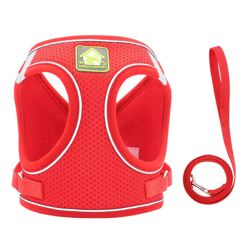 Reflective Vest Harness and Leash for Small Dogs