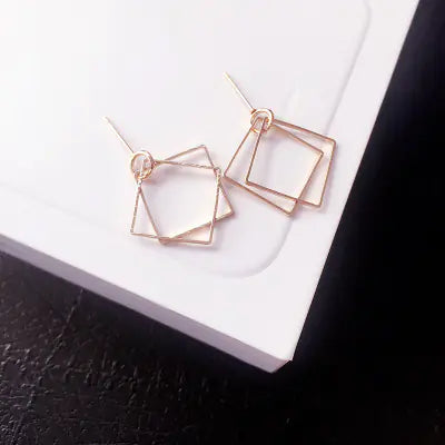 Geometric Hollow Square Earrings - Vintage Minimalist Style