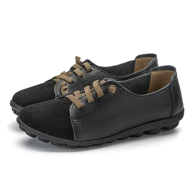 Genuine Leather Women's Lace-Up Flats and Loafers