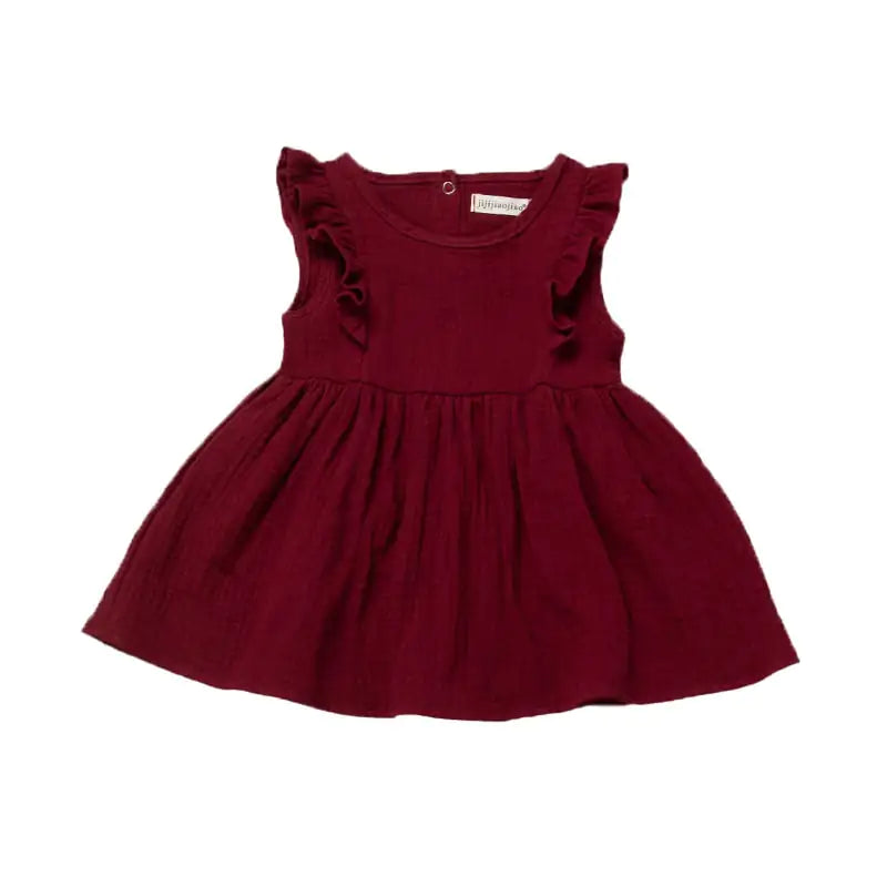 Solid Color Knee-Length Dress for Baby Girls