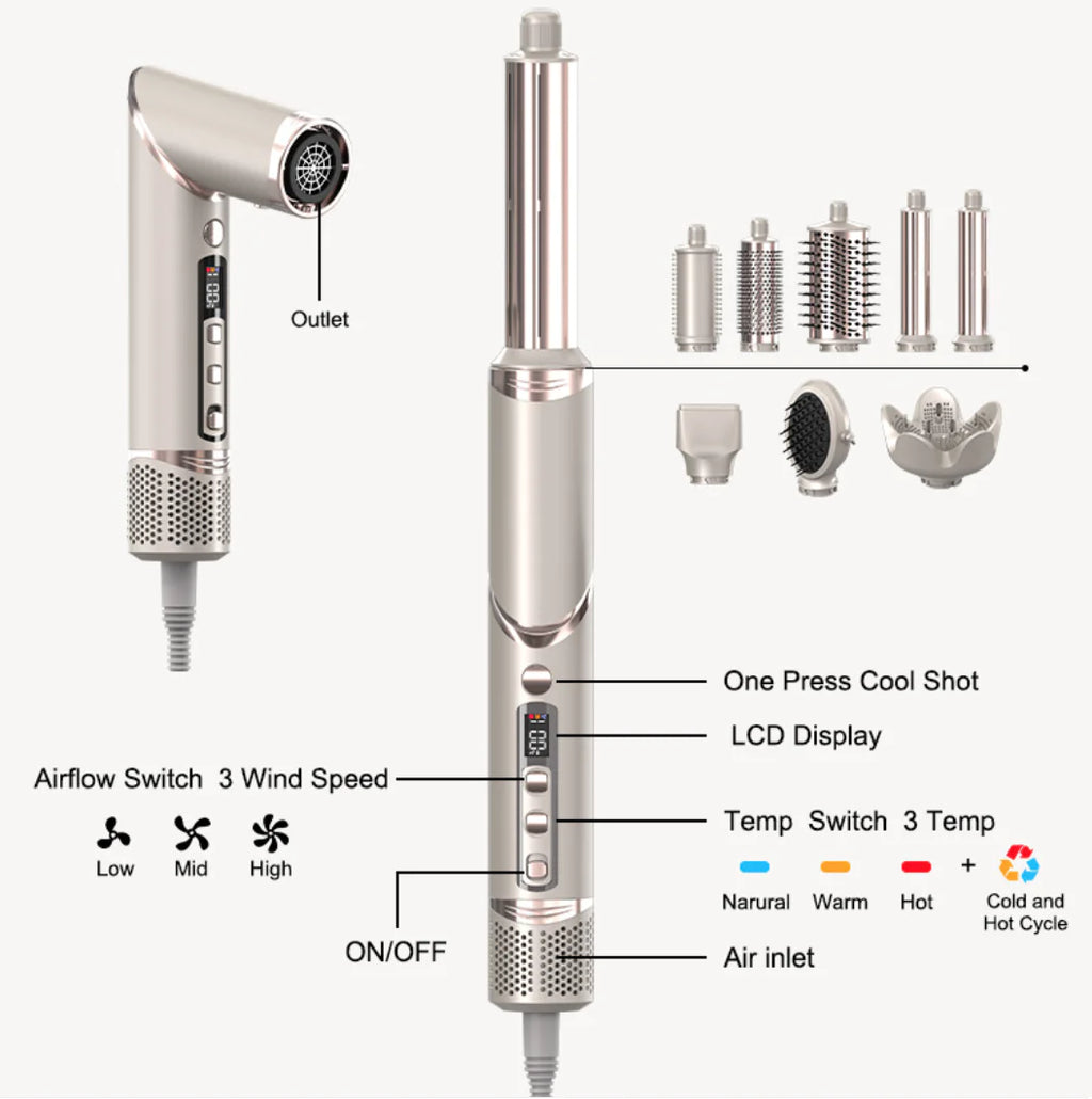 8-in-1 Foldable Hot Air Hair Styling Set