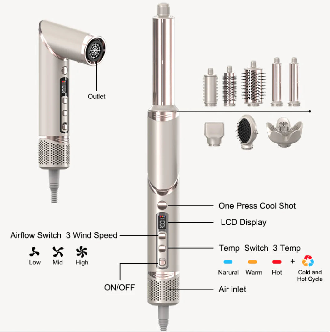 8-in-1 Foldable Hot Air Hair Styling Set