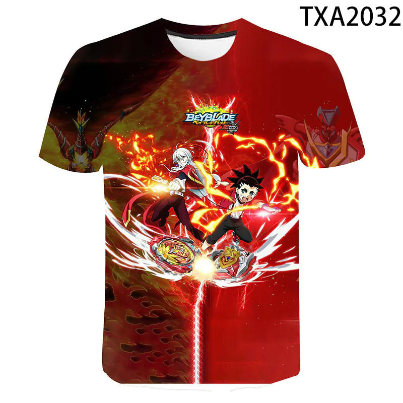Beyblade Burst 3D Print Round Neck T-Shirt