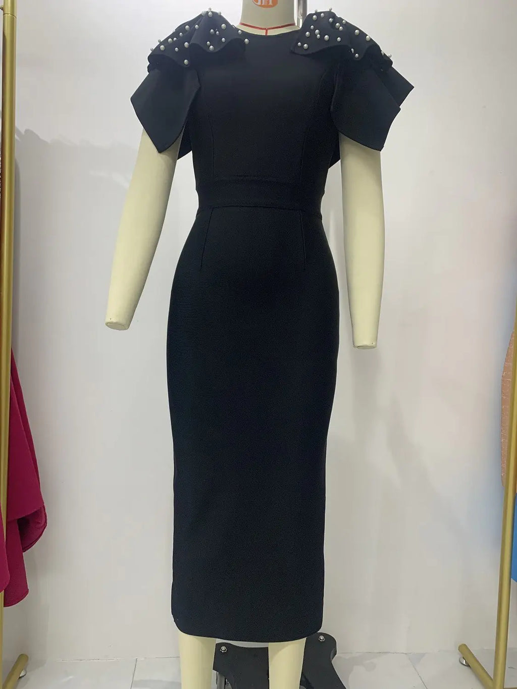 Handmade Irregular Knitting Lotus Leaf Beaded Dress