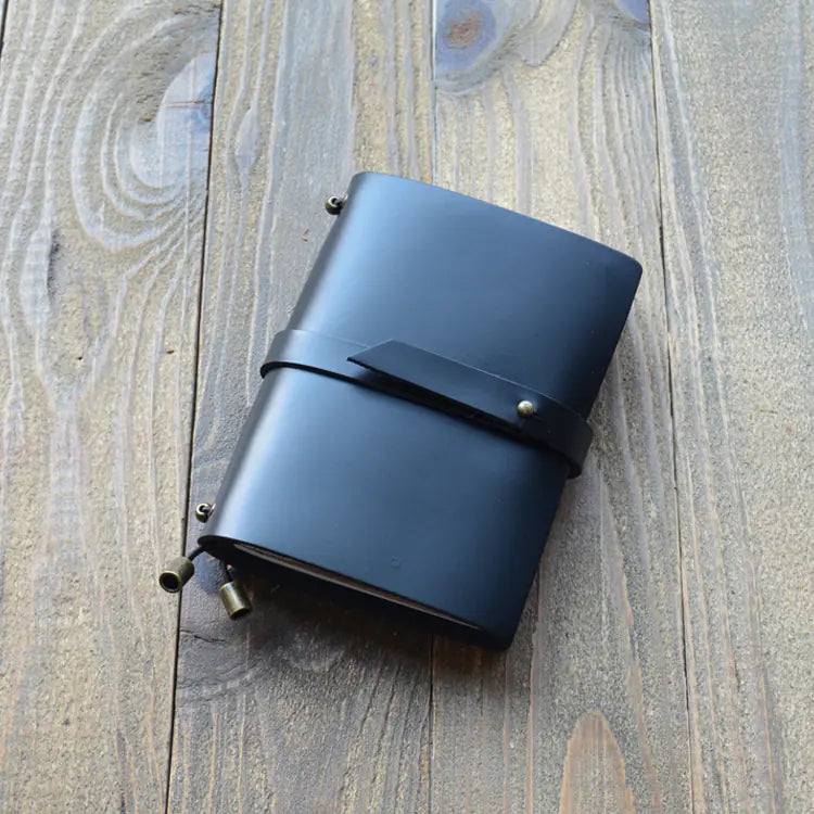 Custom Vintage Leather Notebook with Creative Carving