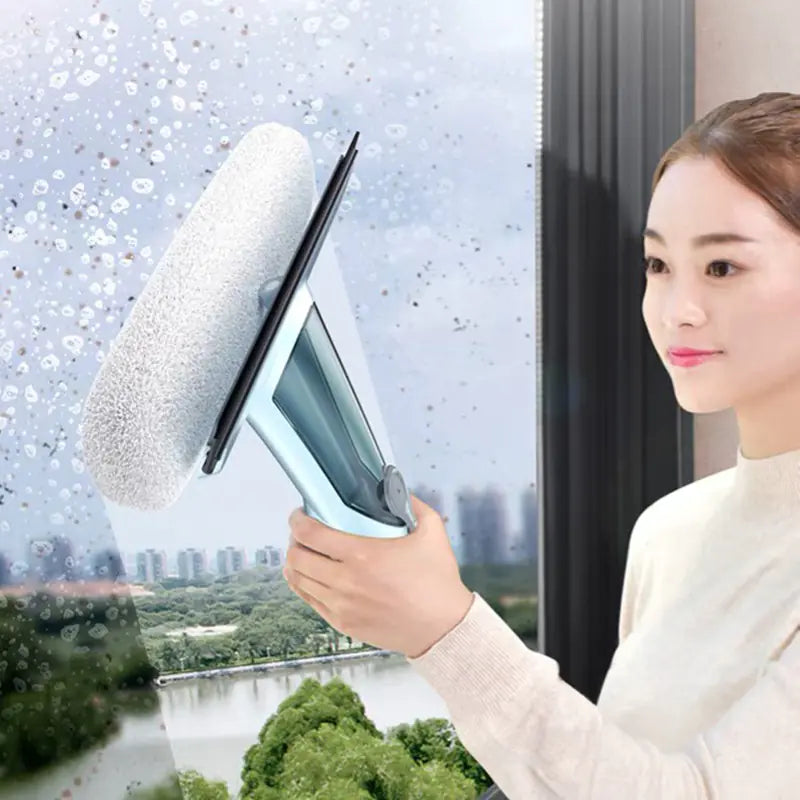 Window Cleaning Tool with Double-Sided Squeegee