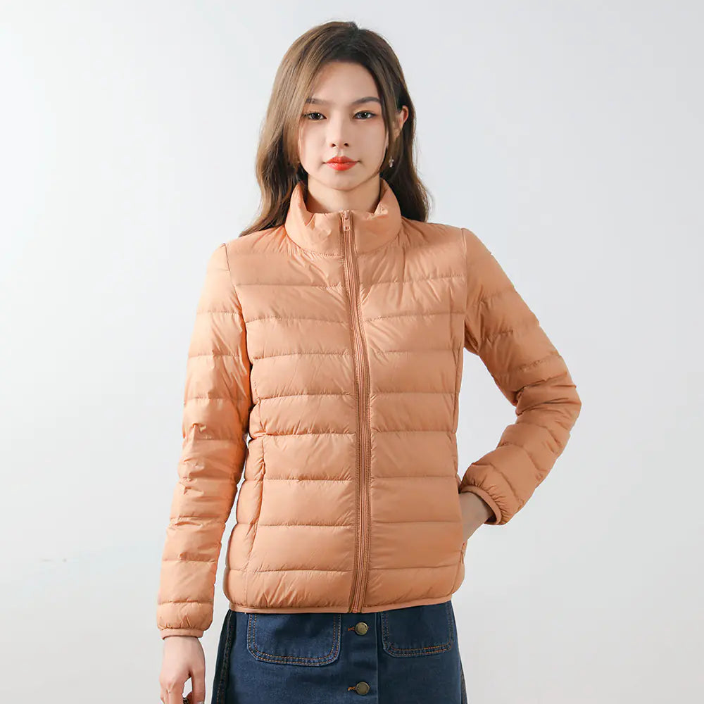 Lightweight Women's Down Jacket with Stand Collar (Plus Size)