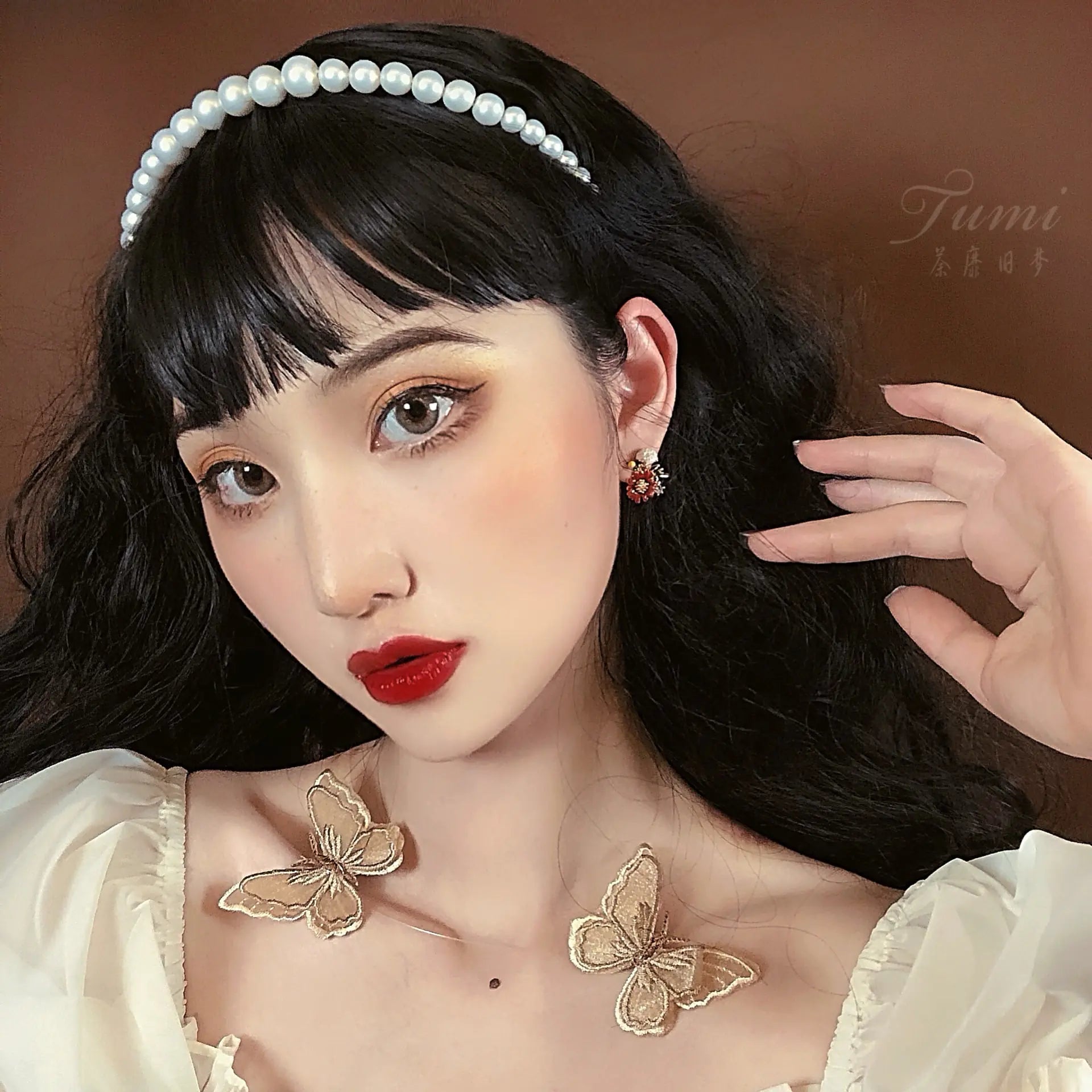 French Vintage Oil Painting Floral 925 Silver Earrings