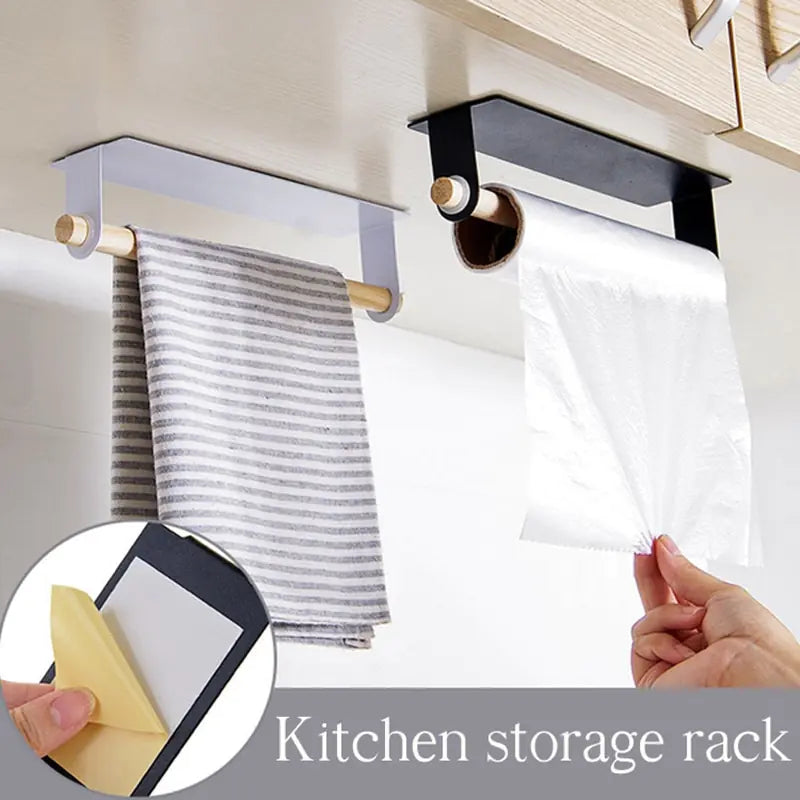 Wall-Mounted Towel Rack with Adhesive Hooks