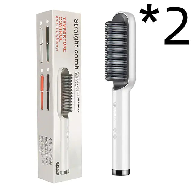 2-in-1 Electric Hair Straightener & Curling Brush