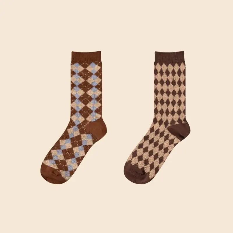 Warm Thick Coffee Color Women's Cotton Tube Socks