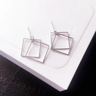 Geometric Hollow Square Earrings - Vintage Minimalist Style
