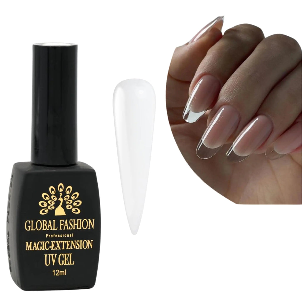 Global Fashion Magic Extension Gel – Professional Builder Gel for Nail Extensions | Self-Leveling Odorless No Heat Spike Long-Lasting UV/LED Curing Easy to Apply & Shape (01 12ml)