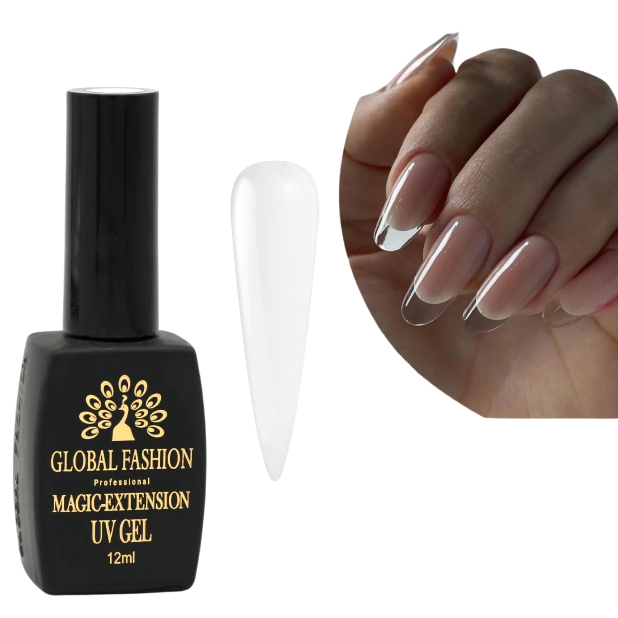 Global Fashion Magic Extension Gel – Professional Builder Gel for Nail Extensions | Self-Leveling Odorless No Heat Spike Long-Lasting UV/LED Curing Easy to Apply & Shape (01 12ml)