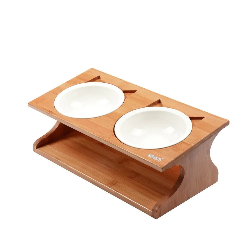 Cat Fairy Solid Wood Pet Bowl Table