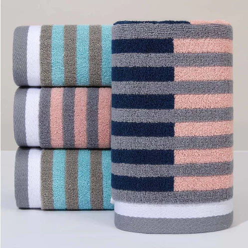 Cotton Stripe Hand Towels - Absorbent & Soft (Pack)
