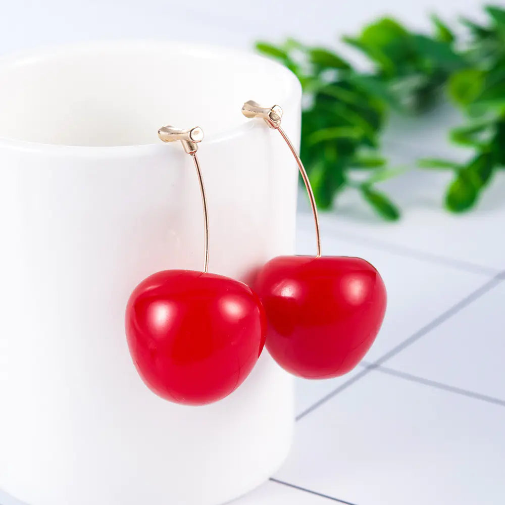 Korean Style Red Cherry Sweet Earrings for Women