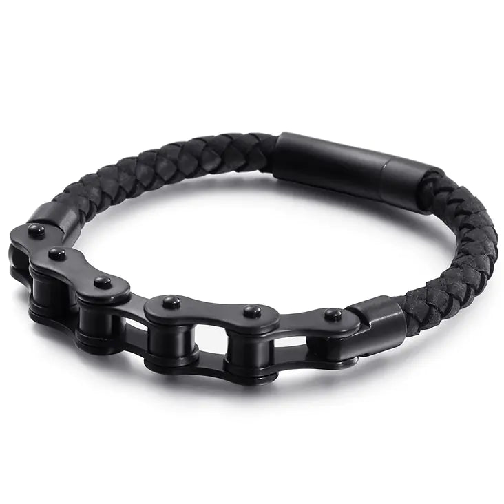 Fashionable Stainless Steel Leather Chain Bracelet for Men