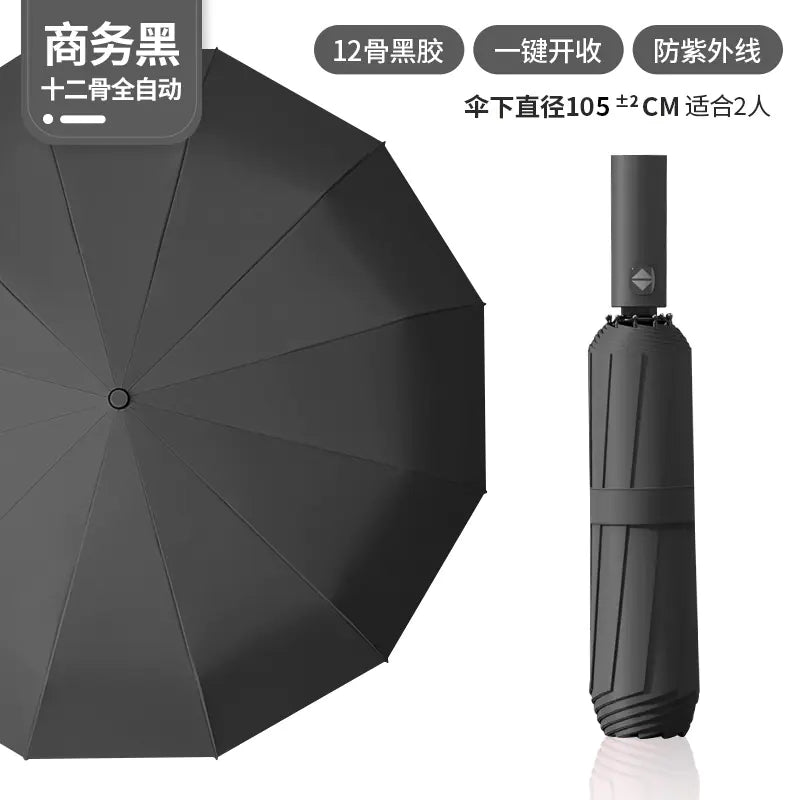Custom 24 Bone Automatic Folding Sun and Rain Umbrella