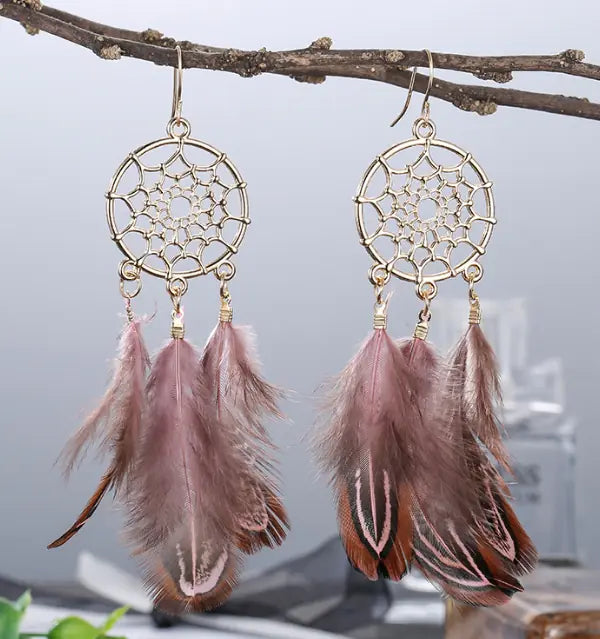 Sequin Feather Tassel Earrings for Women, Trendy Design