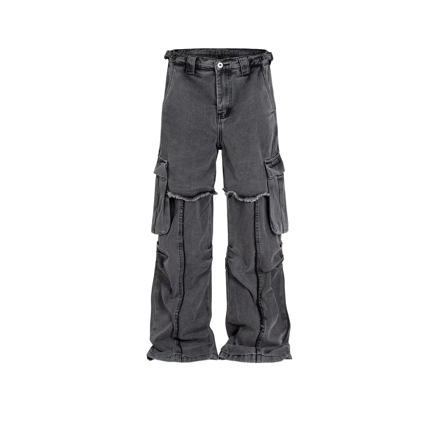 Men's Double Layer Ruffle Straight-Leg Trousers