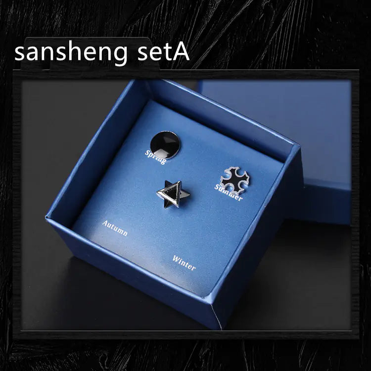 925 Silver Men's Stud Earrings Set (Minimalist Style)