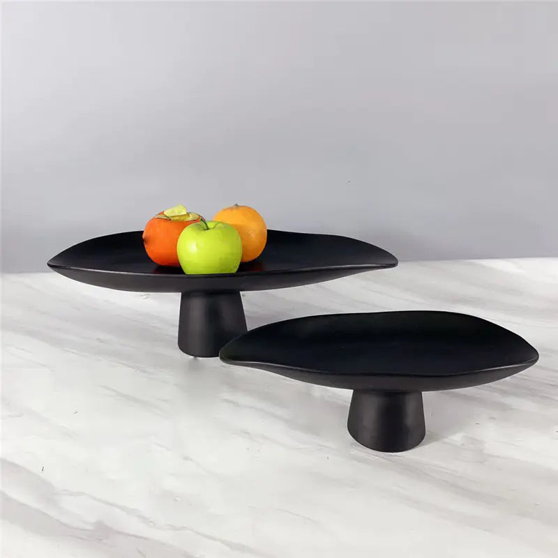 Black and White Resin Tall Fruit Plate - Nordic Decor