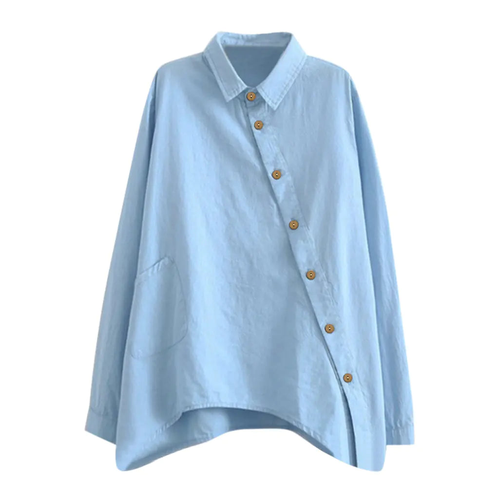 Solid Color Asymmetrical Shirt