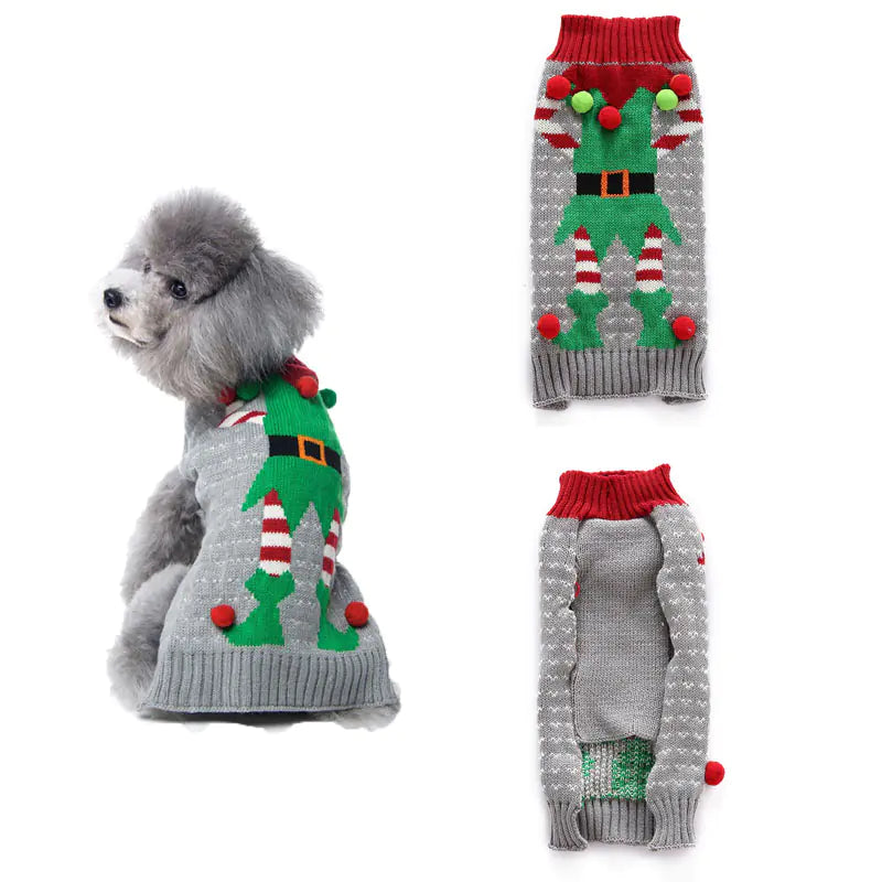 Christmas Pompom Dog Clothes for Small Pets