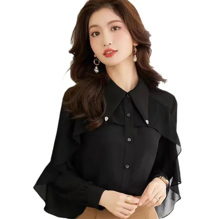 Vintage Velvet Top with Lantern Sleeves in Mustard