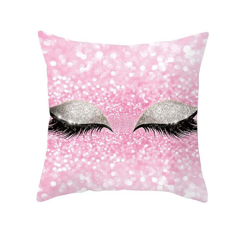 Peach Velvet Makeup Eyelash Pillow Cover (Square)