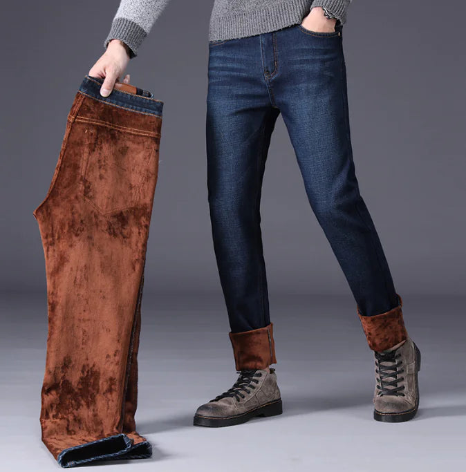 Warm Oversized Slim Straight Winter Fleece Pants for Men