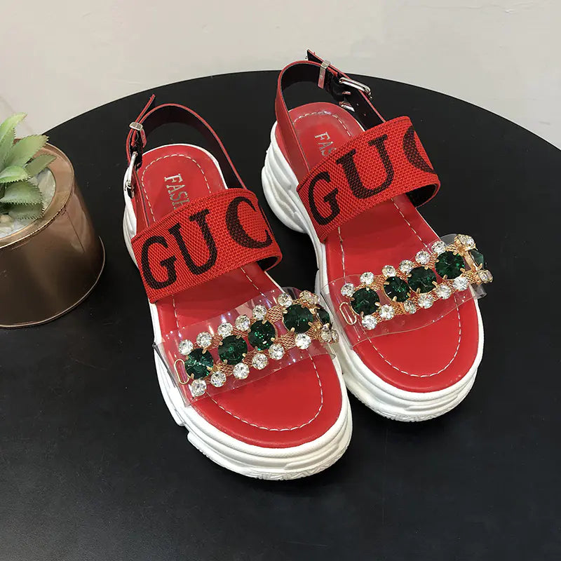 Rhinestone Sandals for Women - Summer Roman Beach Shoes