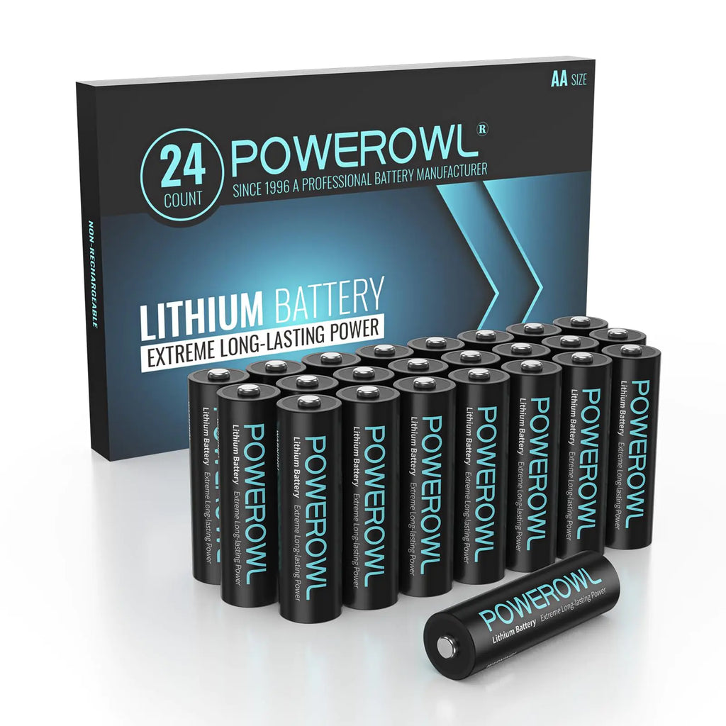 POWEROWL Lithium Batteries AA 24 Count High Capacity Long Lasting 1.5V Double A Battery for Blink Camera Freezer Thermometer etc High-Tech Devices