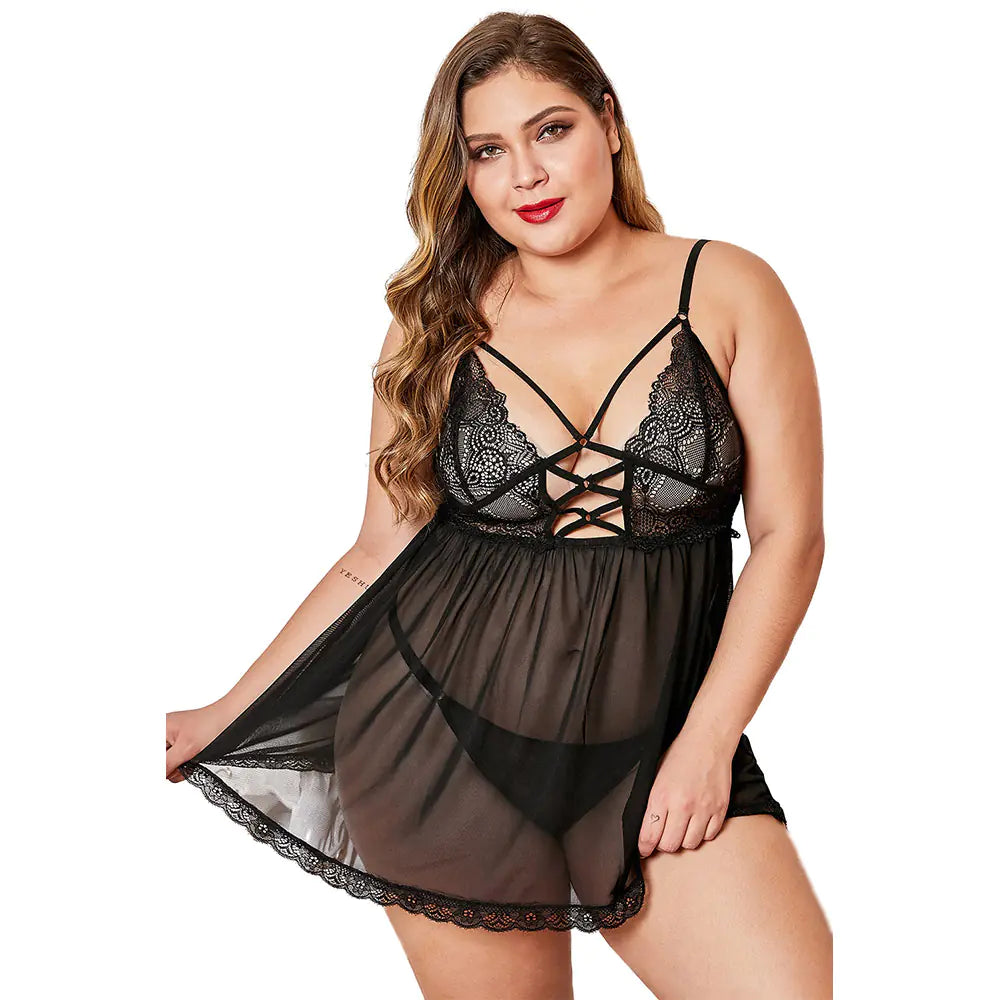 Plus Size Women's Lingerie, Sexy Cami Sleep Dress